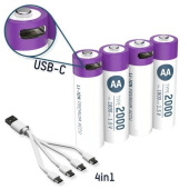 Li-Ion Rechargeable AA Batteries A través del puerto USB a USB-C 127554